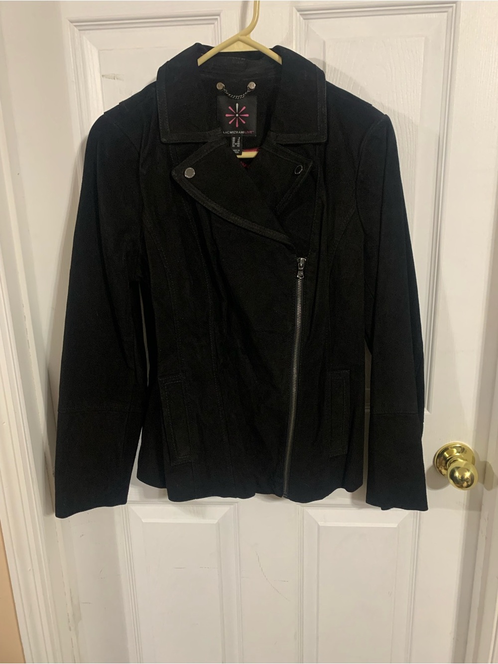 Isaac Mizrahi Black Suede Asymmetrical Zip Jacket